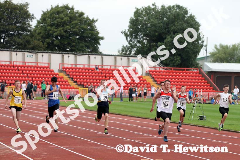 Boys under-13s 100 metres at the Gateshead Tartan Games Open.